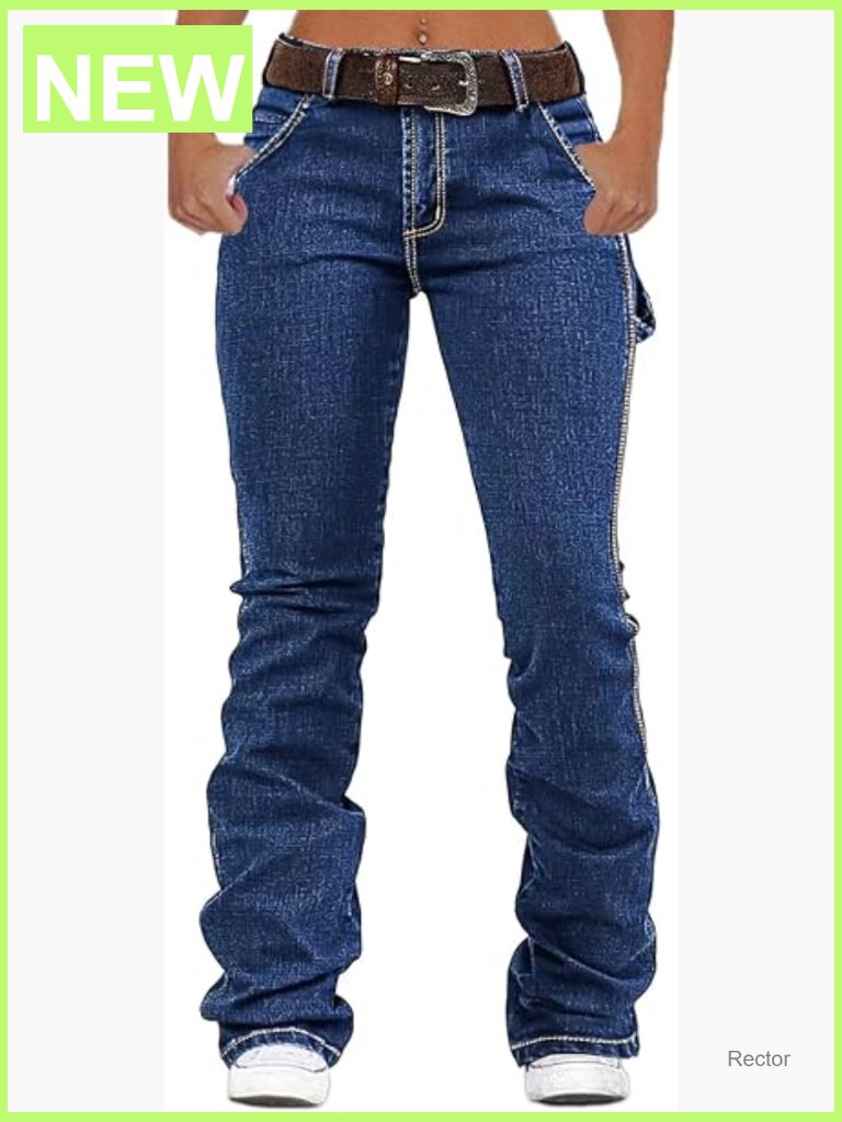 Low Rise Boot Cut Jeans Butt Lifting Stretchy Flare Western Pants With Pockets